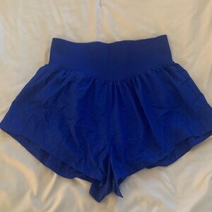 High-Waist Electric Shock Blue Free People Movement Carpe Diem Shorts